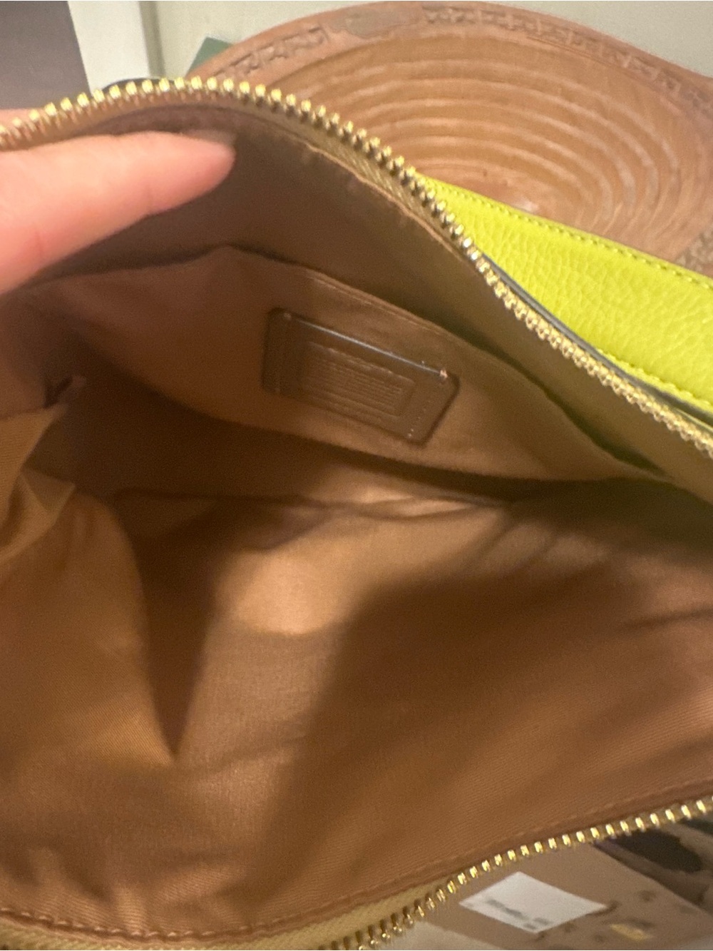 Coach Lime Green Pebbled Leather Shoulder Bag - Picture 2 of 5